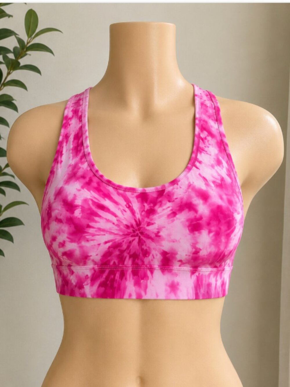 FIT 2 WIN Womens Sports Bra Size L Hot Pink Tie Dye Annabelle Wire-Free Athletic